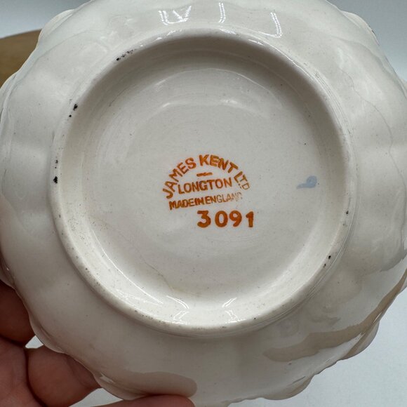 James Kent LTD Longton Made In England, #3091 Floral Trinket Dish 5" Gold Rim - Picture 4 of 9